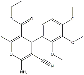 ethyl 6-amino-5-cyano-2-methyl-4-(2,3,4-trimethoxyphenyl)-4H-pyran-3-carboxylate Struktur