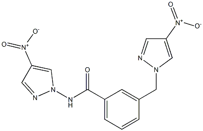 N-{4-nitro-1H-pyrazol-1-yl}-3-({4-nitro-1H-pyrazol-1-yl}methyl)benzamide Struktur