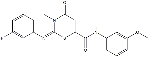 2-[(3-fluorophenyl)imino]-N-(3-methoxyphenyl)-3-methyl-4-oxo-1,3-thiazinane-6-carboxamide Struktur