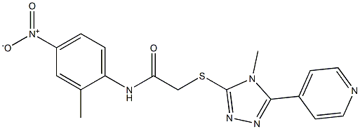 N-{4-nitro-2-methylphenyl}-2-{[4-methyl-5-(4-pyridinyl)-4H-1,2,4-triazol-3-yl]sulfanyl}acetamide Struktur