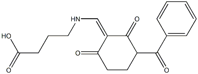 4-{[(3-benzoyl-2,6-dioxocyclohexylidene)methyl]amino}butanoic acid Struktur