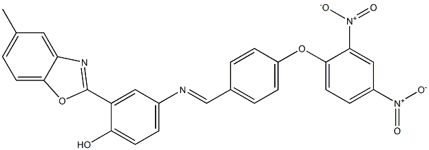 4-[(4-{2,4-bisnitrophenoxy}benzylidene)amino]-2-(5-methyl-1,3-benzoxazol-2-yl)phenol Struktur