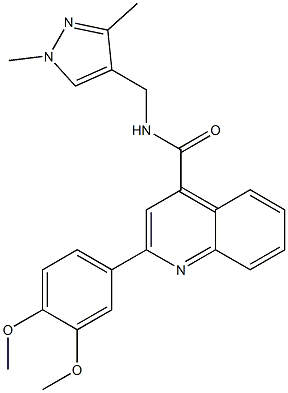 2-(3,4-dimethoxyphenyl)-N-[(1,3-dimethyl-1H-pyrazol-4-yl)methyl]-4-quinolinecarboxamide Struktur