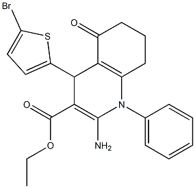 ethyl 2-amino-4-(5-bromo-2-thienyl)-5-oxo-1-phenyl-1,4,5,6,7,8-hexahydro-3-quinolinecarboxylate Struktur