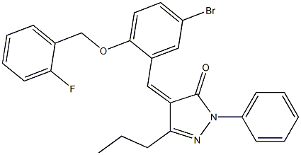 4-{5-bromo-2-[(2-fluorobenzyl)oxy]benzylidene}-2-phenyl-5-propyl-2,4-dihydro-3H-pyrazol-3-one Struktur