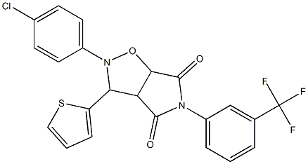 2-(4-chlorophenyl)-3-(2-thienyl)-5-[3-(trifluoromethyl)phenyl]dihydro-2H-pyrrolo[3,4-d]isoxazole-4,6(3H,5H)-dione Struktur