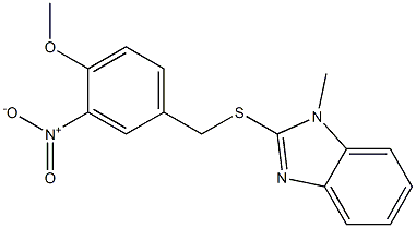 2-({3-nitro-4-methoxybenzyl}sulfanyl)-1-methyl-1H-benzimidazole Struktur