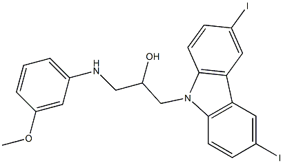 1-(3,6-diiodo-9H-carbazol-9-yl)-3-(3-methoxyanilino)-2-propanol Struktur