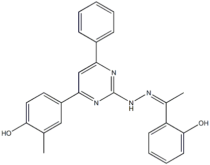 1-(2-hydroxyphenyl)ethanone [4-(4-hydroxy-3-methylphenyl)-6-phenyl-2-pyrimidinyl]hydrazone Struktur