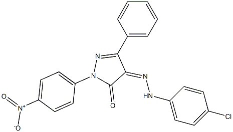 1-(4-nitrophenyl)-3-phenyl-1H-pyrazole-4,5-dione 4-[N-(4-chlorophenyl)hydrazone] Struktur