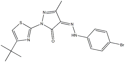 1-[4-(tert-butyl)-1,3-thiazol-2-yl]-3-methyl-1H-pyrazole-4,5-dione 4-[N-(4-bromophenyl)hydrazone] Struktur