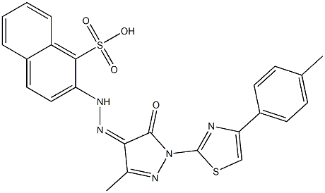 2-(2-{3-methyl-1-[4-(4-methylphenyl)-1,3-thiazol-2-yl]-5-oxo-1,5-dihydro-4H-pyrazol-4-ylidene}hydrazino)-1-naphthalenesulfonic acid Struktur