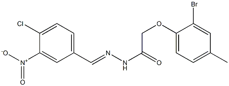 2-(2-bromo-4-methylphenoxy)-N'-[(E)-(4-chloro-3-nitrophenyl)methylidene]acetohydrazide Struktur