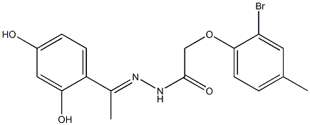 2-(2-bromo-4-methylphenoxy)-N'-[(E)-1-(2,4-dihydroxyphenyl)ethylidene]acetohydrazide Struktur