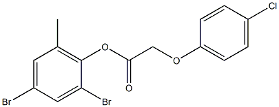 2,4-dibromo-6-methylphenyl 2-(4-chlorophenoxy)acetate Struktur