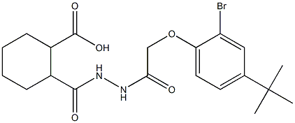 2-[(2-{2-[2-bromo-4-(tert-butyl)phenoxy]acetyl}hydrazino)carbonyl]cyclohexanecarboxylic acid Struktur