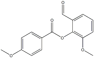 2-formyl-6-methoxyphenyl 4-methoxybenzoate Struktur