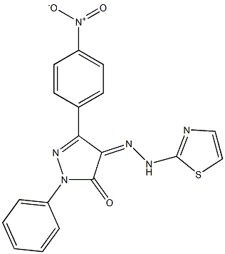 3-(4-nitrophenyl)-1-phenyl-1H-pyrazole-4,5-dione 4-[N-(1,3-thiazol-2-yl)hydrazone] Struktur