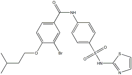 3-bromo-4-(isopentyloxy)-N-{4-[(1,3-thiazol-2-ylamino)sulfonyl]phenyl}benzamide Struktur