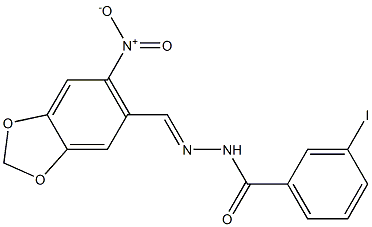 3-iodo-N'-[(E)-(6-nitro-1,3-benzodioxol-5-yl)methylidene]benzohydrazide Struktur