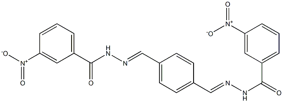 3-nitro-N'-[(E)-(4-{[(E)-2-(3-nitrobenzoyl)hydrazono]methyl}phenyl)methylidene]benzohydrazide Struktur