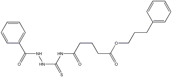 3-phenylpropyl 5-{[(2-benzoylhydrazino)carbothioyl]amino}-5-oxopentanoate Struktur