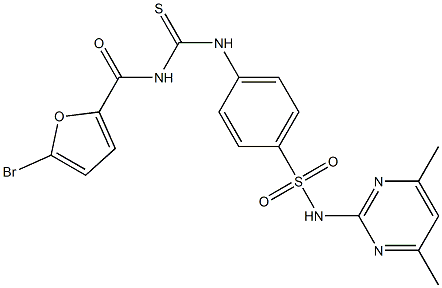 4-({[(5-bromo-2-furoyl)amino]carbothioyl}amino)-N-(4,6-dimethyl-2-pyrimidinyl)benzenesulfonamide Struktur