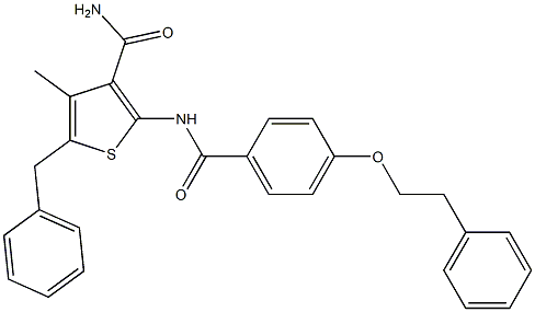 5-benzyl-4-methyl-2-{[4-(phenethyloxy)benzoyl]amino}-3-thiophenecarboxamide Struktur