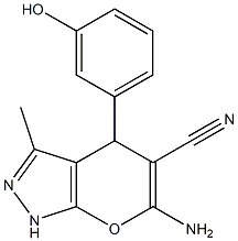 6-amino-4-(3-hydroxyphenyl)-3-methyl-1,4-dihydropyrano[2,3-c]pyrazole-5-carbonitrile Struktur