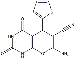 7-amino-2,4-dioxo-5-(2-thienyl)-1,3,4,5-tetrahydro-2H-pyrano[2,3-d]pyrimidine-6-carbonitrile Struktur