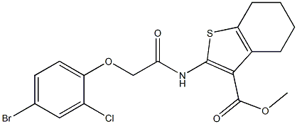 methyl 2-{[2-(4-bromo-2-chlorophenoxy)acetyl]amino}-4,5,6,7-tetrahydro-1-benzothiophene-3-carboxylate Struktur