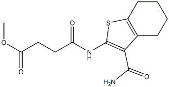 methyl 4-{[3-(aminocarbonyl)-4,5,6,7-tetrahydro-1-benzothiophen-2-yl]amino}-4-oxobutanoate Struktur