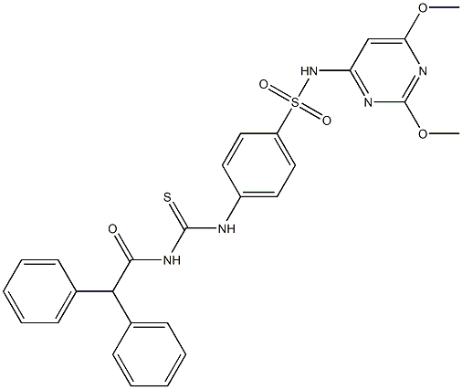 N-(2,6-dimethoxy-4-pyrimidinyl)-4-({[(2,2-diphenylacetyl)amino]carbothioyl}amino)benzenesulfonamide Struktur