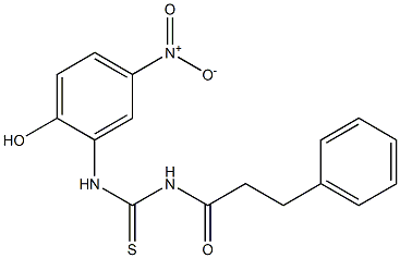 N-(2-hydroxy-5-nitrophenyl)-N'-(3-phenylpropanoyl)thiourea Struktur