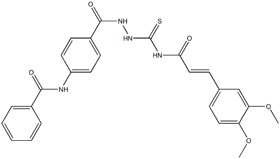 N-(4-{[2-({[(E)-3-(3,4-dimethoxyphenyl)-2-propenoyl]amino}carbothioyl)hydrazino]carbonyl}phenyl)benzamide Struktur