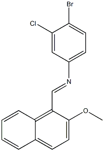 4-bromo-3-chloro-N-[(E)-(2-methoxy-1-naphthyl)methylidene]aniline Struktur