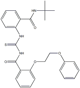 N-(tert-butyl)-2-[({[2-(2-phenoxyethoxy)benzoyl]amino}carbothioyl)amino]benzamide Struktur