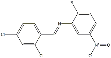 N-[(E)-(2,4-dichlorophenyl)methylidene]-N-(2-fluoro-5-nitrophenyl)amine Struktur