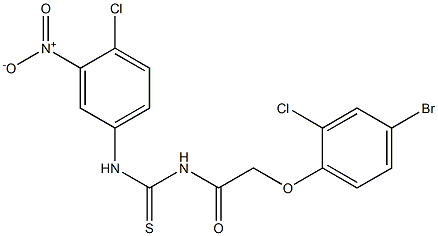 N-[2-(4-bromo-2-chlorophenoxy)acetyl]-N'-(4-chloro-3-nitrophenyl)thiourea Struktur