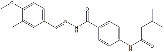 N-[4-({2-[(E)-(4-methoxy-3-methylphenyl)methylidene]hydrazino}carbonyl)phenyl]-3-methylbutanamide Struktur