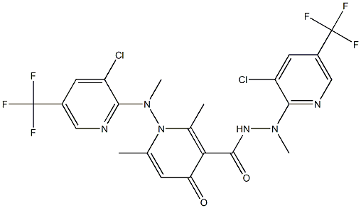 N'-[3-chloro-5-(trifluoromethyl)-2-pyridinyl]-1-[[3-chloro-5-(trifluoromethyl)-2-pyridinyl](methyl)amino]-N',2,6-trimethyl-4-oxo-1,4-dihydro-3-pyridinecarbohydrazide Struktur