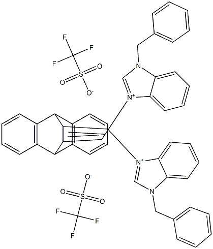 11,12-Bis[N-benzyl-1H-benzimidazolium-3-methylene]-9,10-dihydro-9,10-ethanoanthracene bis(trifluoromethanesulfonate) Struktur