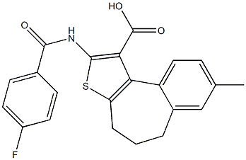 2-(4-Fluoro-benzoylamino)-8-methyl-5,6-dihydro-4H-3-thia-benzo[e]azulene-1-carboxylic acid Struktur