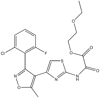 N-[4-(3-(2-Chloro-6-fluorophenyl)-5-methyl-4-isoxazolyl)-2-thiazolyl]oxamidic acid 2-ethoxyethyl ester Struktur