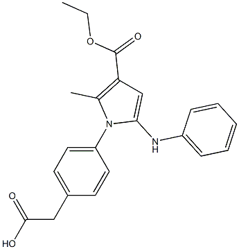 1-[4-(Hydroxycarbonylmethyl)phenyl]-2-methyl-5-(phenylamino)-1H-pyrrole-3-carboxylic acid ethyl ester Struktur