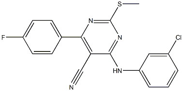 2-(Methylthio)-4-[(3-chlorophenyl)amino]-6-(4-fluorophenyl)pyrimidine-5-carbonitrile Struktur