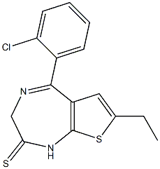 5-(o-Chlorophenyl)-7-ethyl-2,3-dihydro-1H-thieno[2,3-e]-1,4-diazepine-2-thione Struktur