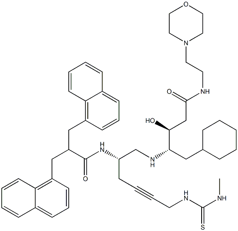 (3S,4S)-4-[[(2S)-2-[2,2-Bis(1-naphthalenylmethyl)-1-oxoethylamino]-6-[3-methyl(thioureido)]-4-hexynyl]amino]-5-cyclohexyl-3-hydroxy-N-(2-morpholinoethyl)pentanamide Struktur