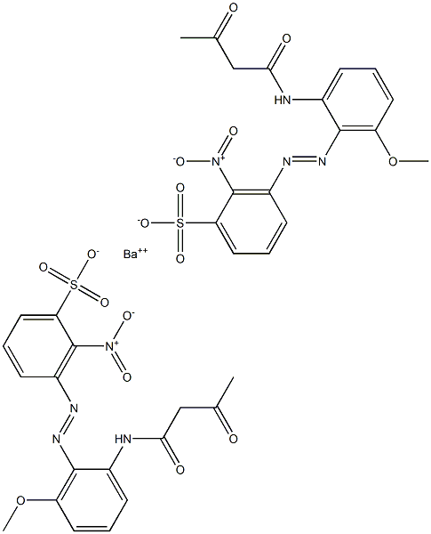 Bis[3-[2-(1,3-dioxobutylamino)-6-methoxyphenylazo]-2-nitrobenzenesulfonic acid]barium salt Struktur