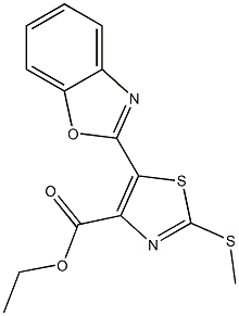 5-(Benzoxazol-2-yl)-2-(methylthio)thiazole-4-carboxylic acid ethyl ester Struktur